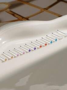 1pc 925 Sterling Silver Petite Zirconia Women's Nose Stud, Elegant & Minimalist Design - Single Nose Stud - View 6