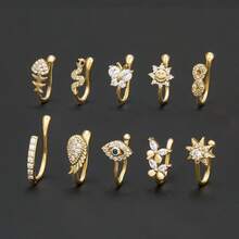 Joyería de nariz nueva de , estilo europeo, clip de nariz popular sin perforación, joyería de nariz de moda con incrustaciones de cobre y zirconia al por mayor - EGJ0091 Blanco K - Ver 3