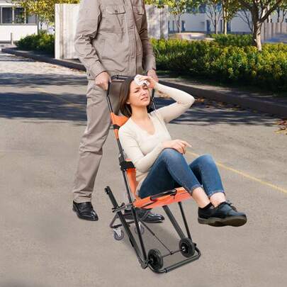 SHIOUCY Manual Aluminum Alloy Stair Chair, Foldable Emergency Stair Chair With Wheels, Portable Transport Stair Chair