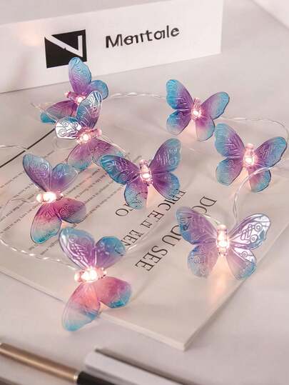 1pc Butterfly Shaped String Lights, Fairy Butterfly Lights - Battery Powered, Romantic LED Lighting, Suitable For Home Bedroom, Indoor Garden, Wedding Party And Holiday Decor, Corridor And Photo Wall Decor (Batteries Not Included)