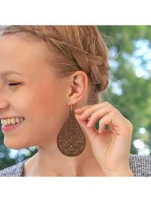 4pairs/Set Wooden Vintage Chic Earrings - Brown - View 11