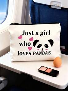熊猫印花化妆包，熊猫主题旅行化妆品收纳包，化妆包，送给熊猫爱好者、动物爱好者的礼物，圣诞节、毕业典礼、生日、送给熊猫爱好者朋友、女儿、姐妹的礼物 - 多色 - 查看 3