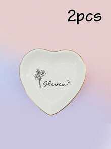 Custom Jewelry Tray With Name, Personalized Ring Plates-With Birth Flower, Customized Memorabilia Box, Customizable Travel Jewelry Tray, Wedding Gifts, Birthday Gifts, Anniversary, Valentine's Day, Bedroom, Besties, Friend, Couple, Family, Bride - Style a - View 13