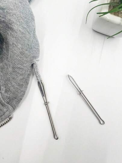 2 件套绳扣、抽绳夹、连接夹、穿绳器、松紧带穿线工具、裤腰穿线器、连帽衫配件、服装配件