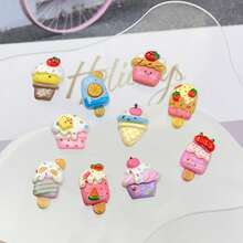 20/50pcs Mixed Mini Realistic Ice Cream & Cake Series Flat Back Craft Stickers, For Making Earrings, Hair Accessories, Jewelry, Resin Crafts Decorative Stickers (Jewelry Making For Adults Aged 14+) - Multicolor - View 6