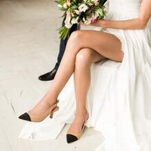 Women's Kitten Heel Point Toe Buckle Decor Slingback Stiletto Low Heels Dress Bridal Elegant  Solid Color Wedding Pumps Shoes - 米色 - 查看 2