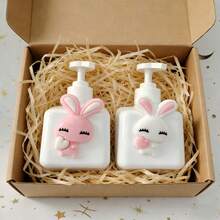 粉色可爱兔子包装瓶，乳液包装瓶，防晒霜包装瓶，化妆品包装瓶，护手霜/润肤露，洗发水/沐浴露包装瓶，桌面摆件，适合复活节、生日、婚礼，赠送朋友/爱人/伴侣/订婚情侣/单身派对/结婚礼物，日常及旅行套装 - 彩色 - 查看 6