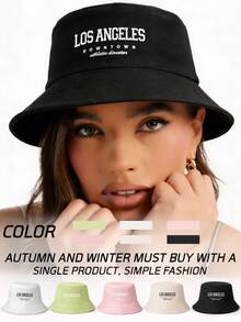 1pc Unisex Embroidered "No Bad Vibes" Bucket Hat, Adjustable Outdoor Sun Protection Casual Hat Suitable For Spring/Autumn Travel, Beach, Vacation, Y2K Style For Young People - Bucket Hat - View 14