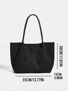 时尚大容量复古麂皮手提包，休闲通勤单肩包，2026 新款，秋冬款 - 黑色 - 查看 2