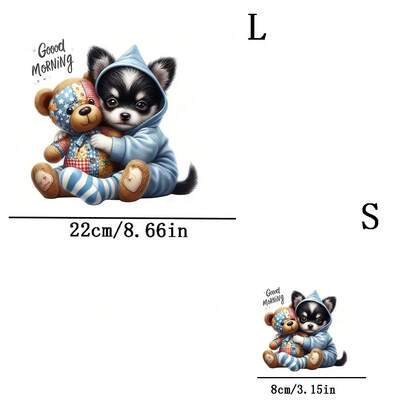 1 pezzo/2 pezzi/3 pezzi toppe termoadesivi con grafica di cani e orsi, termoadesivi e lavabili, adatti per maglietta, jeans, maglioni, borse, cuscini