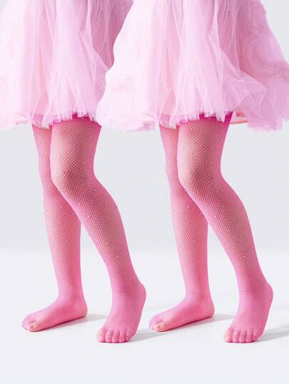1pc Girls' Lightweight Breathable Pantyhose, Luxurious Sparkling Rhinestone Decor, Skin-Friendly Soft Casual Fishnet Tights, Fashion Minimalist Comfortable Versatile Dance Stockings, Suitable For Stage Performance/Holiday Gift/Party/Princess Dress/Daily Wear