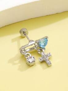 1 chiếc khuyên tai sụn hình trái tim, trang sức đơn giản và thời trang dành cho phụ nữ, thích hợp để đeo hàng ngày và dự tiệc - Nhiều màu - Xem 5