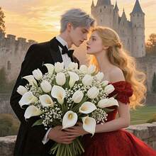 100支装优雅人造满天星、白色郁金香和马蹄莲套装 - 非常适合婚礼花束、订婚庆典、家居/办公室装饰、母亲节、春季花卉布置、户外展示、情人节 - 理想的塑料花卉装饰品、圣诞家居装饰 - 彩色 - 查看 8