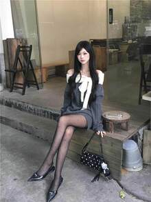 Women Sweater Dresses - 深灰色 - 查看 2