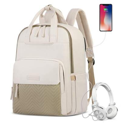 NEWHEY 15.6-Inch Multi-Functional Backpack Waterproof Business Travel Backpack Large Capacity Quilted Student Satchel With USB Charging Port Anti-Theft Casual Laptop Backpack Suitable For Students, Teachers And Nurses