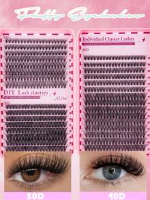 620-Piece Eyelash Extension Kit, DIY Eyelash Extension Kit (8-16mm), Single Cluster Eyelash Kit, D-Shaped Curl Eyelash Extension Kit With Glue Seal And Eyelash Curler Tools, Eyelash Kit, Eyelash Clusters, Mascara, Synthetic Black Eyeliner. Suitable For Everyday Use, Parties, Travel, Or As A Gift For Family And Friends. - 黑色 - 查看 7