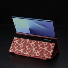 适用于三星 Galaxy Z Fold 3/4/5/6/7 的迷彩图案手机壳，PU 皮革翻盖保护套，带 S Pen 插槽和支架，防震保护壳 - 撞色 - 查看 8