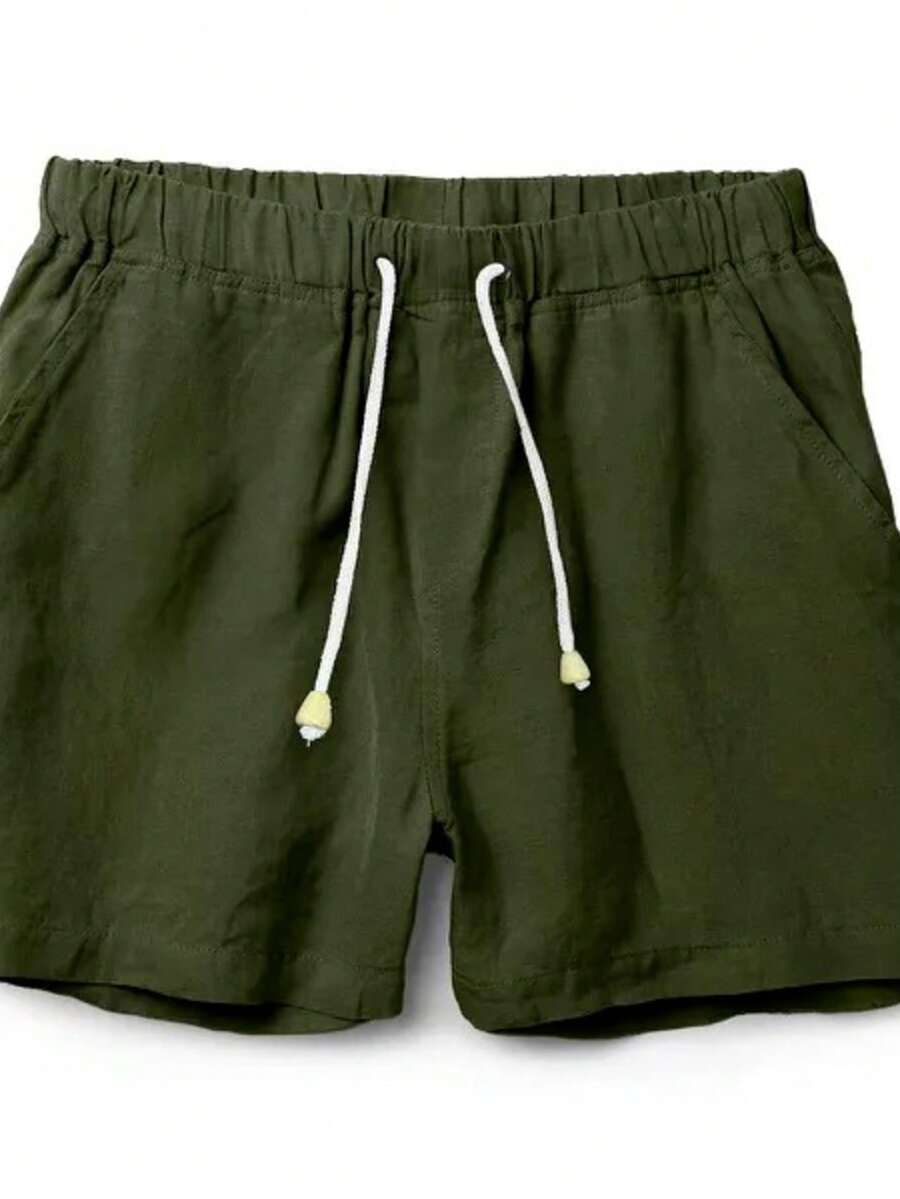 Mauricinho Summer Shorts, Regular Fit, Drawstring, Pocket, Linen - Dark Green - View 1