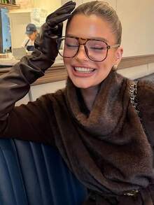 1 Pair Women's Oversized Polygon Frame PC Leg Decor Fashion Street Style Glasses, Suitable For Summer Beach Vacation, Outdoor Travel, Leopard Tortoiseshell Bohemian Frame, Essential For Vacation, Beach, Travel, Back To School - 玳瑁框 - 查看 6