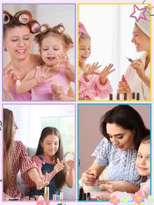 78片装儿童假指甲套装，EBANKU 三合一女孩美甲红色爱心按压式指甲，适合8-12岁儿童美甲用品 - 彩色 - 查看 4