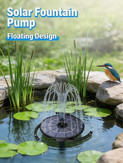 2.8W Upgraded Solar Powered Floating Fountain Pump, 6 Styles Available, DIY Kit, Suitable For Bird Bath, Garden Pond, Automatic Water Feature Pump, Comes With 3.9ft Power Cord, Solar Fountain Aerator, Can Be Used For Fish Tank Oxygenation And Yard Decor Water Feature