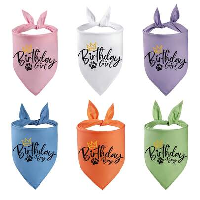 New Arrival Dog Birthday Bandana, Birthday Party Costume Pet Accessories, 6 Colors Available Dog Cat Birthday Scarf Neckerchief