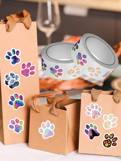 500 piezas Pegatinas con huella de gato, pegatinas con huella de gato lindas adecuadas para sellar de forma creativa, botellas de agua, patinetas, guitarras, refrigeradores, cuadernos, diarios, portátiles, álbumes de recortes, decoraciones para volver a la escuela, útiles escolares, regalos de cumpleaños, regalos festivos