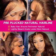 200% Density 34 Inch 5*5 13*4 Lace Front Wig - Wavy, Glue-Less, Pre-Cut, Pre-Plucked, Transparent HD Lace, Pre-Straightened, Middle Part, Brazilian Virgin Hair Lace Front Wig - Ear To Ear Wavy Human Hair Lace Front Wig - #4 Chocolate Brown Mixed Human Hair Wig, Suitable For Daily Use - Brown - View 9