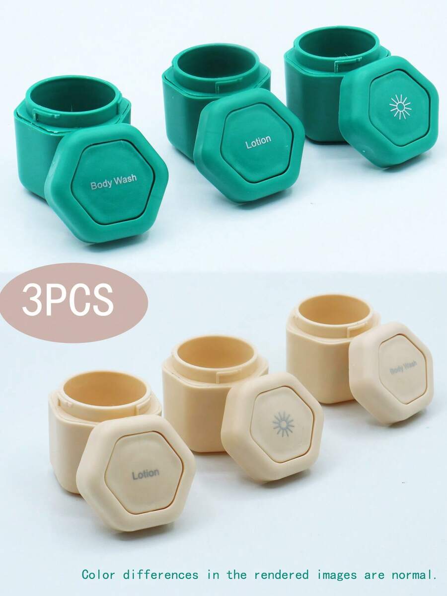 3pcs Travel Toiletry Bottles Set, Body Lotion, Hand Cream, Leak-Proof Containers For Cosmetics, Face & Body Creams - Makeup Box - View 1