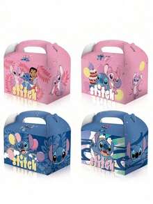 DOBBLE 6/12/24PCS Cartoon Anime Figure Stitch Image Party Gift Box 3D Paper Bag Biscuit Candy Bag Anime Figure Stitch Theme Birthday Party Supplies Favors Gift Cake Box - Multicolor - View 8
