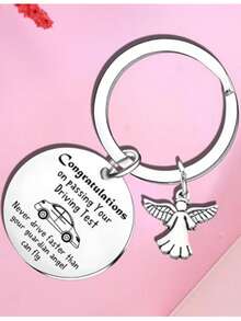 Casual Zinc Alloy Cute & Elegant New Driver Keychain, Unisex Driving Gift For Daughter, Son, Parents Guardian Angel Car Key Chain - Silver - View 6