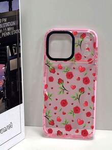1個 デュアルカラーTPUクリアフォンケース レッドローズハート ロマンチックバレンタインスタイル クリア、スリム、iPhone17 Pro Max、iPhone16 Pro Max、iPhone15/14/13/12/X/PLUS/PRO/PROMAXと互換性あり、ホリデーギフト - 透明な黒 - チェックする 6