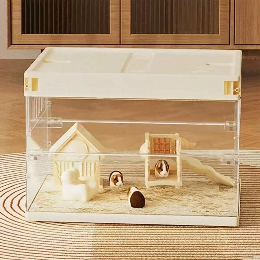 Lồng trong suốt rộng rãi với thiết kế mặt trước hoàn toàn trong suốt, thích hợp cho chuột hamster, chuột lang, nhím và các động vật nhỏ khác, được làm bằng nhựa. - Một cỡ - Xem 1