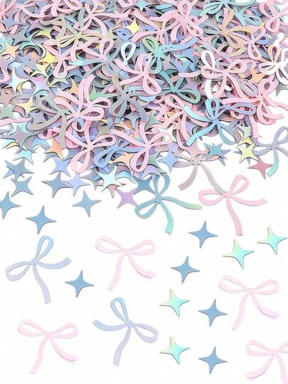 Glitter Bow Confetti Blower, Bow Star Confetti Blower, Colorful Shiny Bow Desktop Decor, Suitable For Women's Parties, Birthdays, Bridal Showers, Weddings And Other Occasions