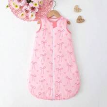 1 pieza Saco de dormir/manta de envolver para bebé recién nacido con estampado aleatorio de lazo rosa, ligero y suelto, adecuado para un mejor descanso - Rosa - Ver 9