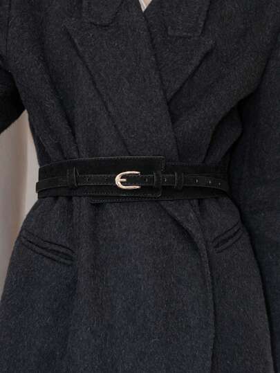 1 Stück Damen Taillengürtel, Herbst/Winter Taillengürtel Accessoire für Kleider, Daunenjacken, Mäntel, schwarzer Ledertaillengürtel