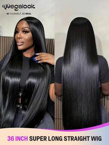 MEGALOOK 13x6 Three-Go™ Glueless Wig 36Inch Super Long Straight With Drawstring 100% Human Hair Wig - Pre Cut Transparent Lace Front Wig 12-36 Inch 180% Density Human Hair Beginner Friendly - No Glue Needed Natural Looking Daily Use Office Ready Corpse Bride Halloween Vibes Party Style Y2K Baddie Vacation Outfits Outdoor Cosplay Campus School Holiday Christmas Part Wedding Festival Ready For Women - SNatural - View 1