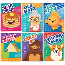 LotFancy Card Games For 6 Decks Go Fish Old Maid Crazy Eights Memory Match Slap Jack Animal Playing Cards Easter Basket Stuffers Stocking Stuffers Birthday GiftsFull Of Fun - 如圖所示 - 查看 2
