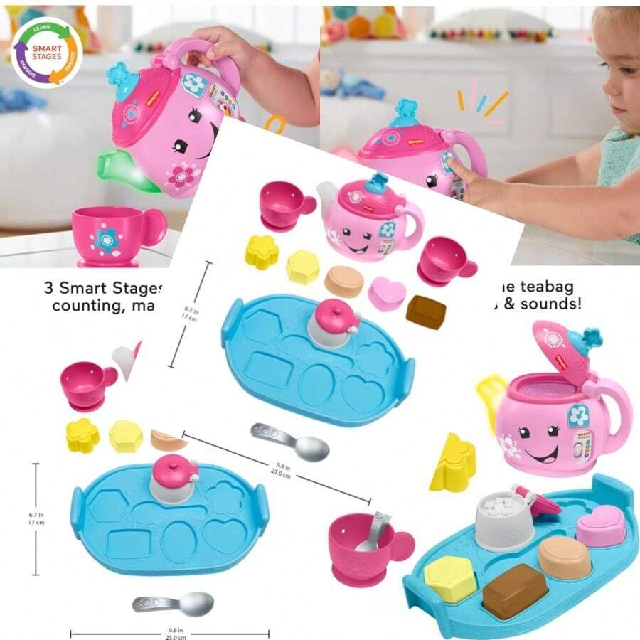 Fisher-Price Toddler Toy Laugh Learn Sweet Manners Tea Set With Music Lights For Educational Pretend Play Ages 18+ MonthsChildren's Joyful Toys, Essential Toys - FrustrationFreePackaging - View 1