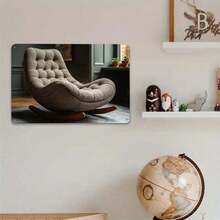 Mid Century Modern Rocking Chair Metal Sign: Upholstered Accent Rocker  Button Tufting  Solid Wood Base  Comfortable Lounge Seating For Living Room  Nursery  Bedroom - 1PC - 查看 4