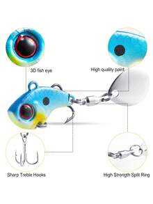 GOTURE 5pcs/Set Metal Spinner Fishing Lure Kit, Suitable For Largemouth Bass, Trout, Catfish In Freshwater And Saltwater Fishing - Multicolor - View 3