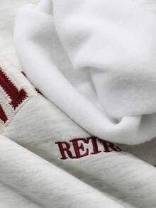 Livesso Women Round Neck Loose Letter Embroidery Pullover Sweatshirt,Long Sleeve Tops - Light Grey - View 6