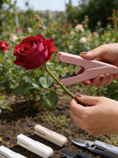 Rose Thorn Stripper, Professional Rose Thorn Remover, Stem & Leaf Thorn Peeler, Portable Gardening Tool, Rose Stem Thorn Stripper, Floral Bouquet Stem Cleaner, Gardening (Multiple Colors Available)
