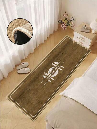 3.5mm Thick Soft Rubber Linen Kitchen Mat, Modern Minimalist Kitchen & Dining Area Rug, Absorbent & Easy To Clean Floor Mat With Linen Surface, Sponge Middle Layer And Rubber Bottom, Suitable For Kitchen, Bathroom, Laundry Room And More