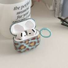 European And American Sweet Leopard Print With Hanging Ring Earphone Case Suitable For AirPods Pro 2, Cute Apple 4 Minimalist 3 New 1/2 Generation Women Earphone Case - Blue - View 4