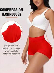 Christmas Women Shapewear, Classic Everyday Wear Butt Lifting Shaping Panties - Red - View 6