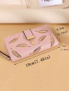 1pc New Fashion Casual Versatile Short Leaf Wallet, Multi-Functional Multi-Card Holder Wallet - Pink - View 6