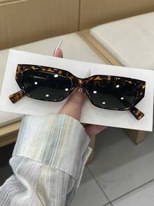 1 par de gafas de moda vintage con montura de PC con estampado de leopardo y forma de ojo de gato para hombres, para estilo callejero y vacaciones - estampado de leopardo - Ver 2