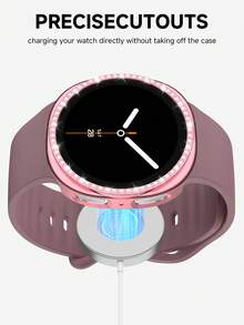 手錶錶帶 + 手錶錶殼套組，相容於 Galaxy Watch 8 40mm 與 44mm。柔軟舒適的休閒運動矽膠錶帶，以及抗震防刮的亮面水鑽錶殼。易於佩戴，觸感靈敏。適合女性智慧手錶錶帶與錶殼。 - 煙紫色錶帶配鑲鑽殼 - 查看 5