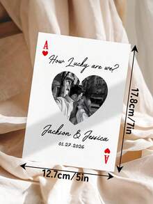 1pc Customize Valentines Day Greeting Cards, Personalized Couple Ace Playing Greeting Card,Custom Photo & Text With Heart-Shaped Design,Wedding And Anniversary Cards, Valentine'S Day Gifts,Valentine'S Day Cards,Gifts For Boyfriend - A - View 5